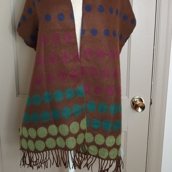 NWT D&Y Softer Than Cashmere Scarf Polka Dot Fringe Wrap Shawl Retro Boho - Picture 7 of 7